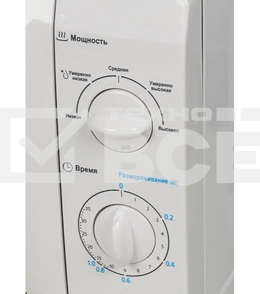 Микроволновая печь Midea MM720CFB белый, 20 л, 700 Вт, переключатели - поворотный механизм