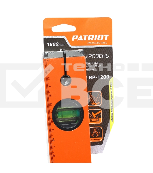 Уровень PATRIOT LRP-1200, магнитный, алюминиевый фрезерованный, усиленный, 1200мм