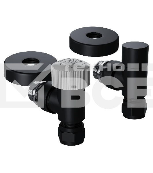 Набор термостатический угловой Royal Thermo Design Pro 15мм М30х1,5 черный