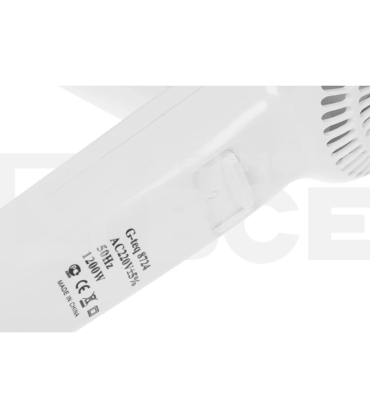 Фен настенный G-TEQ 8724 1200Вт 15м/сек пластик белый