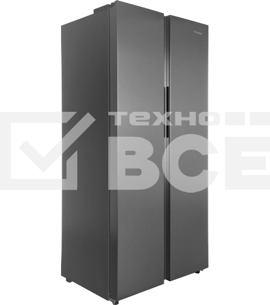 Холодильник Hyundai CS40082F нержавеющая сталь двухкамерный 230/142л морозилка слева, No Frost, Side by Side