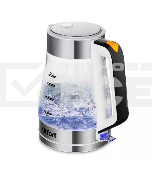 Чайник электрический Kitfort КТ-6626 1.7л. 2200Вт нержавеющая сталь/черный корпус: нерж.сталь/стекло