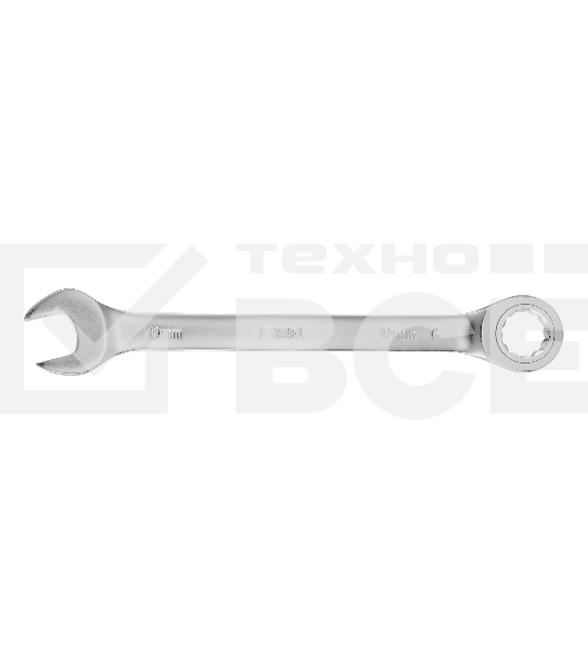 Ключ комбинированный трещоточный Denzel 14713 19 мм, CrV, матовый хром