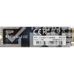 Накопитель SSD Silicon Power P34A60, 512Gb, M.2 2280, PCIe 3.0 x4, NVMe, R/W 2200/1600