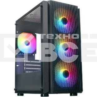 Компьютерный корпус XASTRA A402M 4FRGb Black mATX/Mesh/full-size TG/4x120мм FRGb fans/A402M-4FC12F-BK
