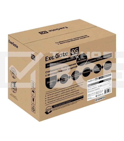 Стабилизатор напряжения ExeGate Expert AS-5000 (5000ВА, вход 140...260В, двойная цифр. индикация вход/вых. напряжения, выход 220В±8%, КПД 98%, 5 уровней защиты, метал. корпус, клем.колодка, RTL)
