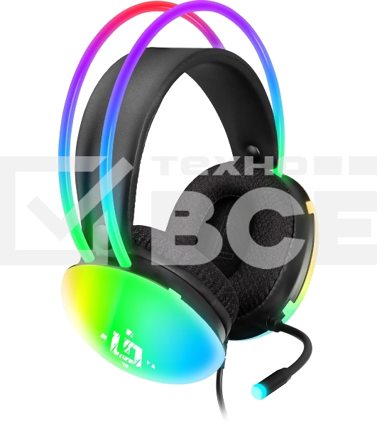 Гарнитура проводная игровая Defender Ignis черный, RGb, провод 2 м