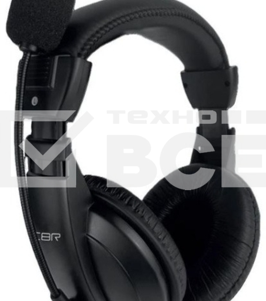 Полноразмерная компьютерная гарнитура CBR CHP 735, 2 x mini-jack 3,5 мм, регул. громк., регул. оголовья, длина каб. 2м, черный