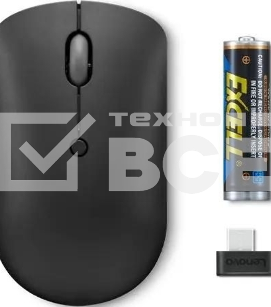 Мышь беспроводная Lenovo 400 черный, 2400 dpi, радиоканал, USB-C, кнопки - 4