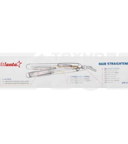Выпрямитель для волос Atlanta ATH-6741 белый, 25 мм, 230 °C, 6 режимов