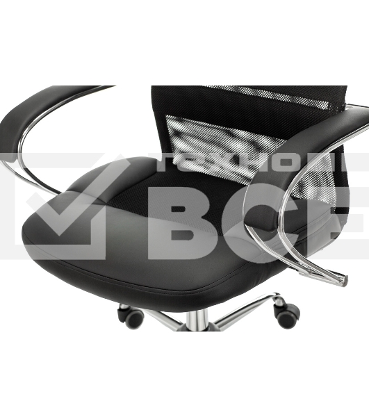 Кресло руководителя Бюрократ CH-608SL/BLACK TW-01 TW-11 черный, искусст.кожа/ткань, крестовина хром, спинка сетка