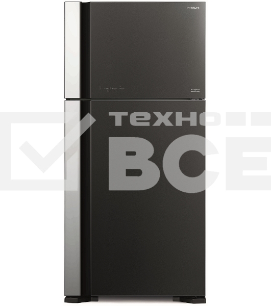 Холодильник Hitachi R-VG660PUC7-1 GGR серый стекло двухкамерный 405/145л морозилка сверху No Frost