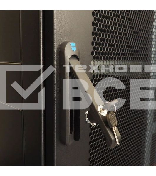 Шкаф серверный напольный 48U (600 1000) дверь перфорированная, задние двойные перфорированные, черный
