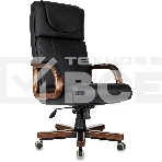 Кресло руководителя Бюрократ T-9933Walnut черный, эко.кожа, крестов. металл/дерево, фото 1