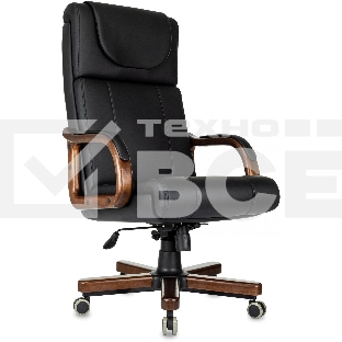 Кресло руководителя Бюрократ T-9933Walnut черный, эко.кожа, крестов. металл/дерево