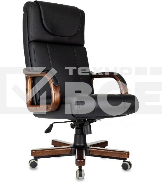 Кресло руководителя Бюрократ T-9933Walnut черный, эко.кожа, крестов. металл/дерево