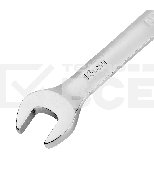 Ключ комбинированный трещоточный Denzel 14708 14 мм, CrV, матовый хром 14708