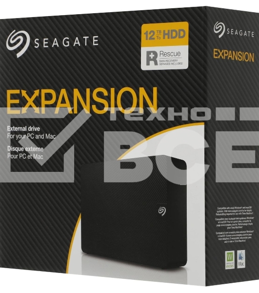 Внешний HDD 3.5' Seagate Expansion, 12TB, USB 3.2 Gen 1 Type-A, 5400 rpm, черный