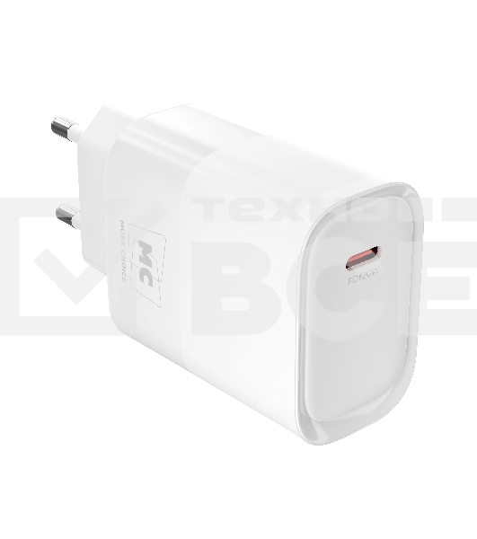 Сетевое зарядное устройство MORE CHOICE (4620202553508) NC67a СЗУ 1Type-C 3.0A PD 20W, белый
