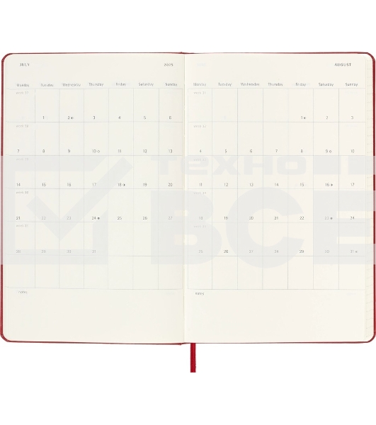 Еженедельник Moleskine ACADEMIC WKNT Large 130х210мм датир.18мес 208стр. красный