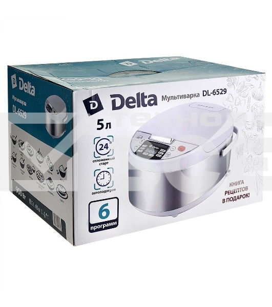 Мультиварка DELTA DL-6529 белый, 900 Вт, 5л, 6 ПРОГРАММ (4)