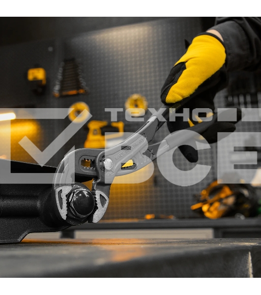 Клещи переставные Denzel кнопочный механизм, обливные рукоятки, 300 мм