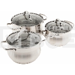 Набор посуды KELLI KL-4209 6 пред. Кастрюля с жаропрочной стекл. крышкой 2.1 л. Кастрюля с жаропрочной стекл. крышкой 3 л. Кастрюля с жаропрочной стекл. крышкой 4 л. Высококачественная нерж. сталь 18/10. 5-ти слойное капсульное дно., фото6