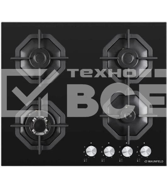 Газовая варочная панель Maunfeld EGHG.64.23CB/G, 4 конфорки, закаленное стекло, черный