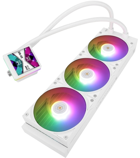 Водяное охлаждение для процессора Thermalright Grand Vision 360 (360mm, LED, White, ARGB/Fans: 3x120mm, 80.45CFM, 29.4dBA, 2150RPM/Pump height 72.5mm, 6400RPM, Rad thickness 27mm/S: 1700, 1200, 1851, 115X, 2011, 2066, AM5, AM4)