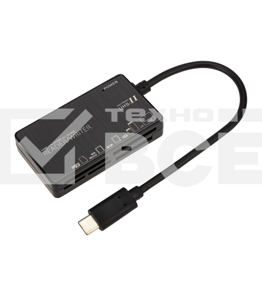 Кард-ридер Rexant 18-4118/черный/MS/MS PRODUO/M2/MMC/SD/microSD/microSDHC/microSDXC/USB Type-C/пластик