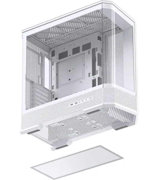 Корпус без блока питания Case JONSBO D400, Midi-Tower, TG, no fan, 2xUSB-A 3.0 + 1xUSB-C 3.2, ATX, mATX, mITX White