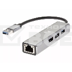Переходник VCOM USB 3.0 -->RJ-45 1000Mbps+3 USB3.0, Aluminum Shell, 0.2м <DH312A>, фото 1