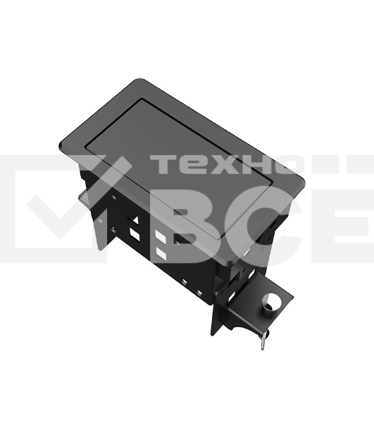 Прямоугольный металлический корпус Wize Pro WRTS-04BOX-B для модульной системы врезного лючка в стол с убирающейся крышкой для установки до 4 модулей-вставок, преустановленная рамка, черный