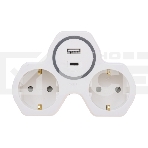 Двойник Rexant электрический (разветвитель) 16А с/з + USB-A + USB-C с защитными шторками, белый, фото6