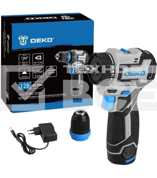 Дрель-шуруповерт аккумуляторная DEKO Loner 12V Pro 085-1121, 12В, 1АКБ, Кейс