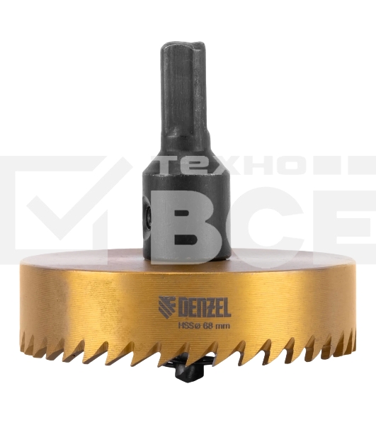 Коронка по металлу Denzel HSS, 68 мм, нитридтитановое покрытие