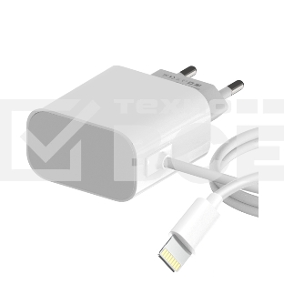 Сетевое зарядное устройство Maxvi CHL-240L Lightning 2.4A, литой кабель 1.2м, белый