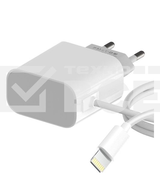 Сетевое зарядное устройство Maxvi CHL-240L Lightning 2.4A, литой кабель 1.2м, белый