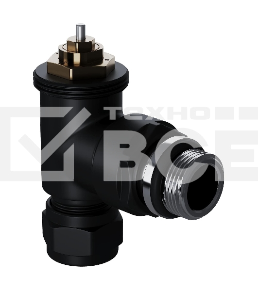 Набор термостатический угловой Royal Thermo Design Pro 15мм М30х1,5 черный