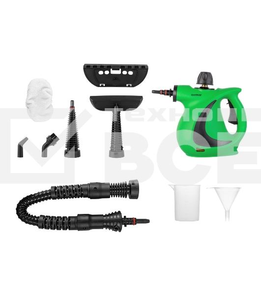 Универсальный ручной отпариватель-пароочиститель Endever Odyssey Q-463, зеленый/черный, мощность 1100 Вт, давление 3,5 бар,производ. 35 г/мин, 6 шт/уп