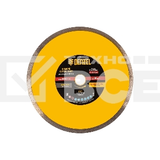 Диск алмазный отрезной Denzel 230 х 22,2 мм, сплошной, супертонкий, горячий пресс, мокрое резание