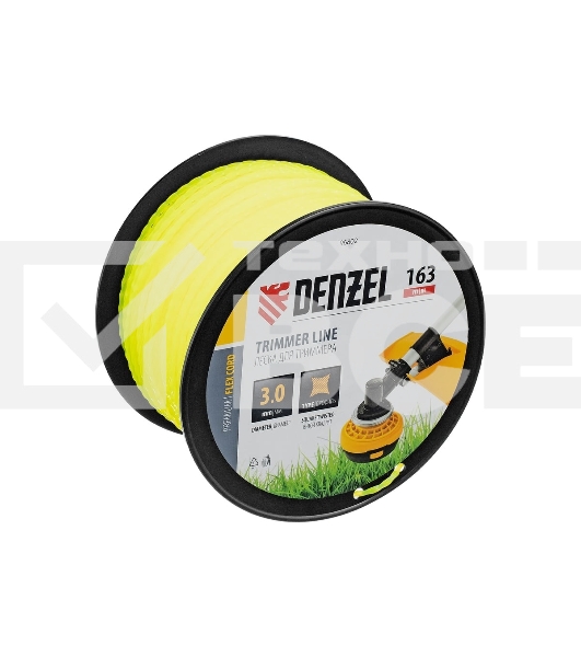 Леска для триммера Denzel витой квадрат, 3,0мм х 163м, на DIN катушке FLEX CORD