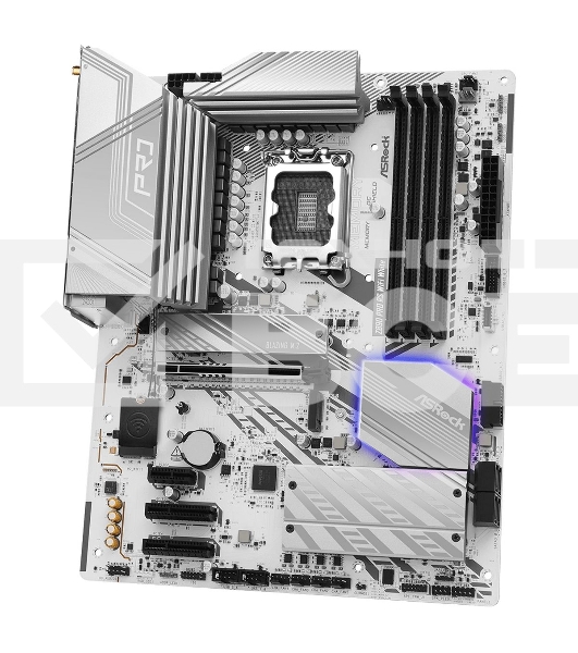 Материнская плата ASRock Z890 Pro RS WiFi White, LGA 1851, Intel Z890, 4xDDR5, 4xSATA, 4xM.2, 1xPCIe 5.0 x16, 2xPCIe 4.0 x16, 1xPCIe x1, 2xUSB-C Thunderbolt 4, 4xUSB-A 3.2 Gen 1, 1xUSB-A 3.2 Gen 2, 1xHDMI, 1xDP, 1x2.5Gb LAN, 5x3.5 мм, 7.1, ATX