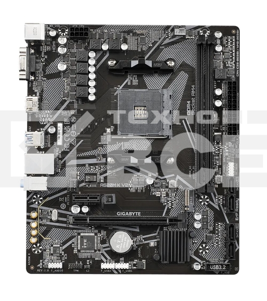 Материнская плата Gigabyte A520M K V2 (V1.1), AM4, AMD A520, 2xDDR4, 4xSATA, 1xM.2, 1xPCIe 3.0 x16, 1xHDMI, 1xVGA, 1x 1Gb LAN, 2xUSB-A 2.0, 4xUSB 3.2 Gen 1, 3x3.5 мм, 7.1, mATX