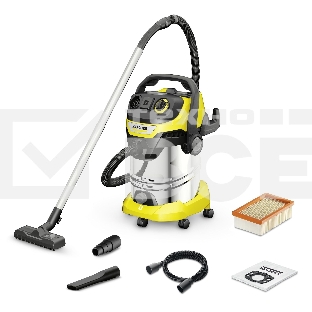 Строительный пылесос Karcher WD 6 P S V-30/8/35/T (YSY) желтый, 300/1300 Вт, уборка сухая/сбор воды, пылесборник мешок/контейнер, 30 л