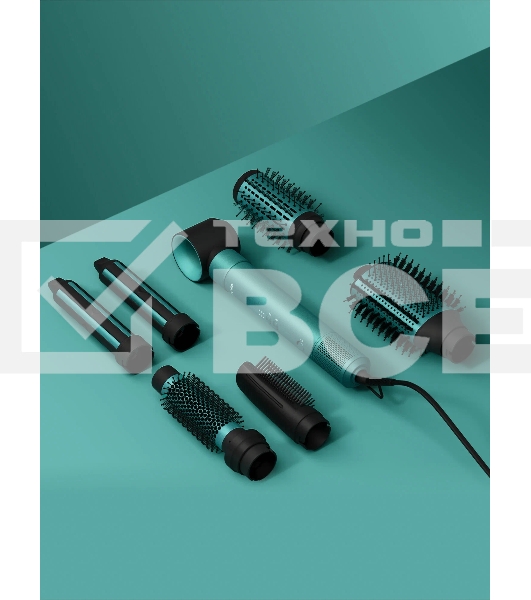 Фен -щетка с ионизацией Tuvio HBI1413, 7 насадок, зеленый