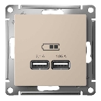 Розетка AtlasDesign USB A+A, 5В/2,1 А, 2х5В/1,05 А, механизм, песочный, фото 1