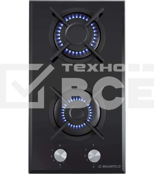 Газовая варочная панель Maunfeld EGHG.32.1CB/G, 2 конфорки, закаленное стекло, черный