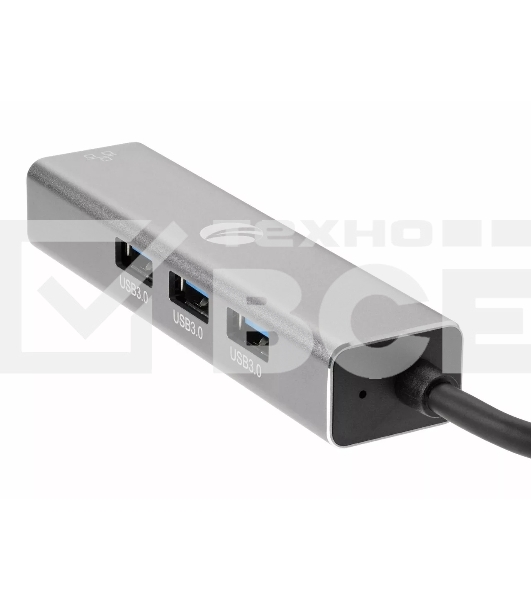 Переходник VCOM USB 3.0 -->RJ-45 1000Mbps+3 USB3.0, Aluminum Shell, 0.2м <DH312A>