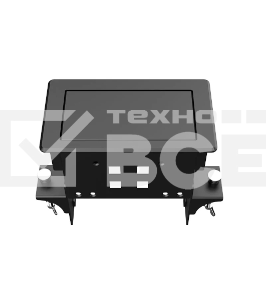 Прямоугольный металлический корпус Wize Pro WRTS-04BOX-B для модульной системы врезного лючка в стол с убирающейся крышкой для установки до 4 модулей-вставок, преустановленная рамка, черный